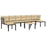 vidaXL Salon de jardin avec coussins 5 Pièces noir acier enduit de poudre