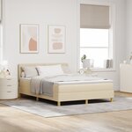 vidaXL Lit avec sommier et matelas design LED crème 160x200 cm en tissu