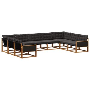 vidaXL Ensemble de canapés d'extérieur 9 Pièces Naturel et noir