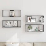 vidaXL Étagères murales cube 4 Pièces Sonoma gris 60x15x23 cm Bois