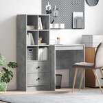 vidaXL Bureau avec rangement 2 Pièces Gris béton 60 x 50 x 76 cm