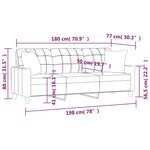 vidaXL Canapé 3 places avec oreillers décoratifs gris 180cm similicuir