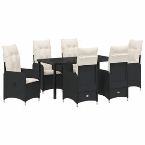 vidaXL Ensemble de salle à manger pour jardin 7 Pièces Noir polyrotin