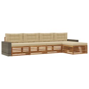 vidaXL Ensemble de canapés d'extérieur 5 Pièces Naturel et Beige