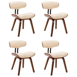 vidaXL Chaises à manger lot de 4 crème bois courbé et similicuir