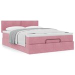 VidaXL Cadre de lit ottoman avec matelas rose 140x200 cm velours