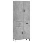vidaXL Buffet haut Gris béton 69 5x34x180 cm Bois d'ingénierie