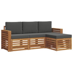 vidaXL Ensemble de canapés d'extérieur 4 Pièces Naturel et Anthracite