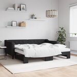 vidaXL Lit de jour avec gigogne et matelas noir 90x190 cm tissu