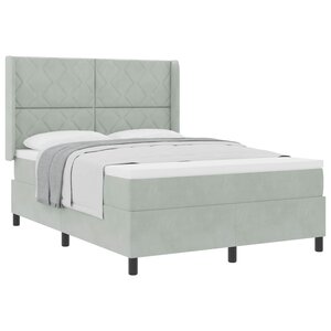 vidaXL Lit à ressorts avec matelas Gris clair 140 x 190 cm Velours