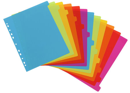 Lot de 12 intercalaires A4 maxi pour classeur maxi ou classeur à levier -  Coloris Happy Fluo