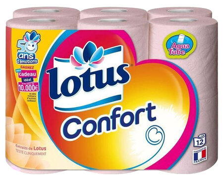 Lotus Confort Rose Et Blanc 12 Rouleaux (lot de 2 soit 24 rouleaux)