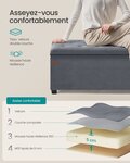 Tabouret de rangement pouf repose-pieds 40 x 110 x 40 cm bout de lit cubique avec rangement charge jusqu'à 300 kg pour salon chambre entrée gris 12_0007722