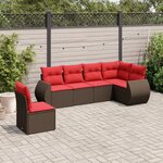 vidaXL Salon de jardin 6 Pièces avec coussins marron résine tressée