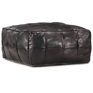 vidaXL Pouf 60 x 60 x 30 cm Noir Cuir véritable de chèvre