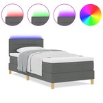 vidaXL Lit avec sommier & matelas LED gris foncé 100x200 cm tissu
