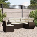 vidaXL Salon de jardin avec coussins 5 Pièces marron résine tressée