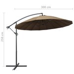 vidaXL Parasol suspendu avec poteau taupe 3 m