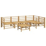 Salon de jardin meuble d'extérieur ensemble de mobilier 6 pièces avec coussins gris clair bambou 02_0016776