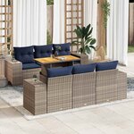 vidaXL Salon de jardin avec coussins 7 Pièces gris résine tressée