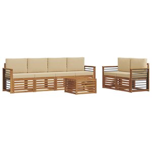 vidaXL Ensemble de canapés d'extérieur 7 Pièces Naturel et Beige