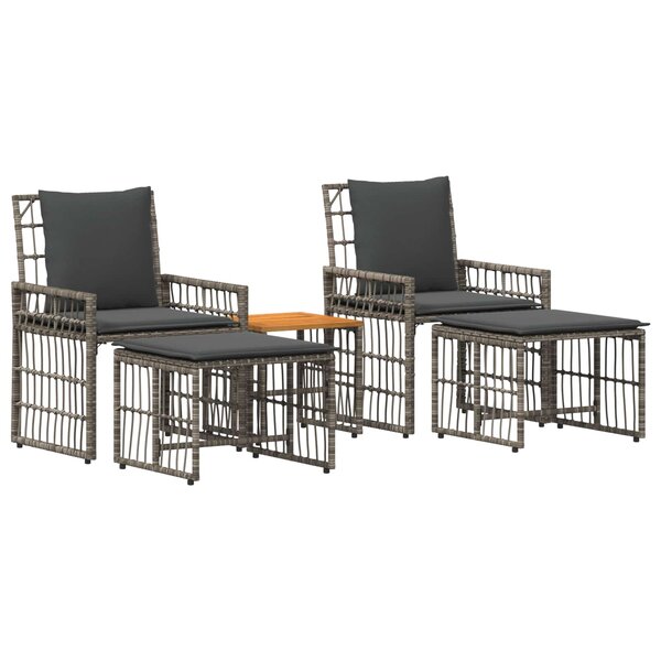 vidaXL Ensemble de meubles d'extérieur 5 Pièces Noir et Gris foncé
