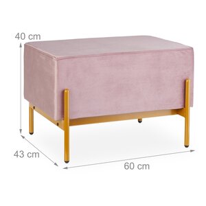 Banquette rectangulaire décorative pour entrée salon 60 x 40 x 43 cm assise rembourrée style élégant en velours bleu 13_0015956