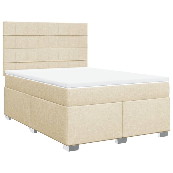 vidaXL Sommier à lattes de lit avec matelas Crème 140x190 cm Tissu