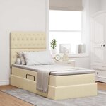 vidaXL Lit avec rangement et matelas Crème 90 x 200 cm Polyester