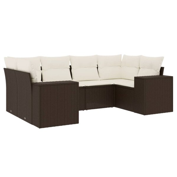 vidaXL Salon de jardin avec coussins 6 Pièces marron résine tressée