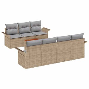 vidaXL Ensemble de canapé de jardin 8 Pièces Beige Poly rotin