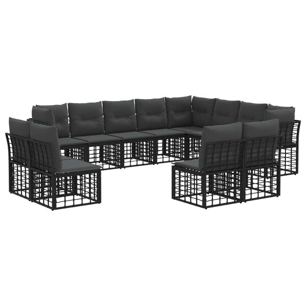 vidaXL Ensemble de canapés d'extérieur Noir et Gris foncé Polyester