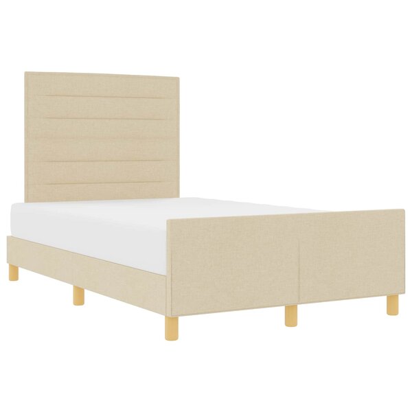 vidaXL Cadre de lit avec tête de lit Crème 120 x 190 cm tissu