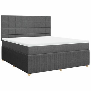 vidaXL Sommier à lattes de lit avec matelas Gris foncé 180x200cm Tissu
