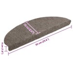 vidaXL Tapis d'escalier autocollants 20 pièces 65 x 21 x 4 cm Beige Demi-rond Grand