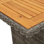 vidaXL Table de jardin et dessus en bois d'acacia gris résine tressée