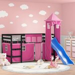 vidaXL Lit mezzanine enfants avec tour sans matelas rose 90x190 cm
