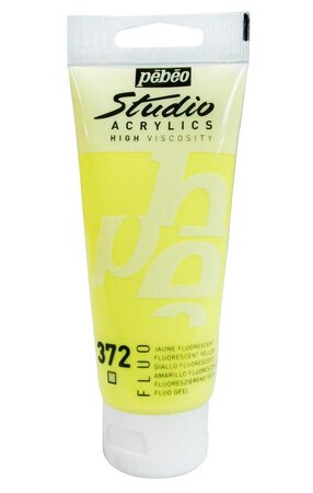 Peinture studio acrylique tube jaune fluorescent 100 ml pébéo