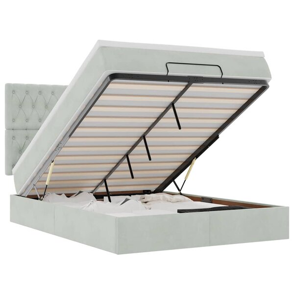 vidaXL Cadre de lit ottoman et matelas gris clair 140x190 velours