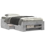 vidaXL Cadre de lit gris béton 75x190 cm bois d'ingénierie