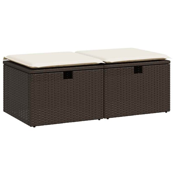 vidaXL Salon de jardin avec coussins 2Pièces marron résine tressée acacia