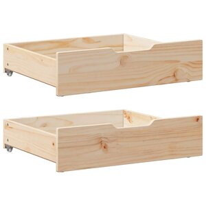 vidaXL Tiroirs sous le lit avec roulettes 2 Pièces 75x55x17 cm pin massif