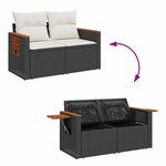 vidaXL Salon de jardin avec coussins 9 Pièces noir résine tressée acacia