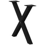 vidaXL Pieds de table basse en forme de X  2 pièces  noir  60 x (42-43) cm  acier