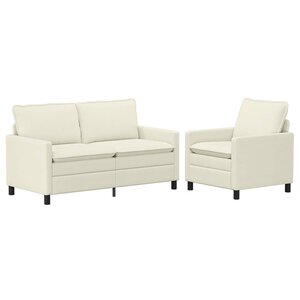 vidaXL Ensemble de Canapés 2 Pièces Crème Tissu