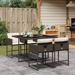 vidaXL Ensemble à manger de jardin 5 Pièces et coussins marron poly rotin