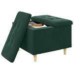vidaXL Pouf de rangement Vert foncé 60 x 60 x 45 cm Velours