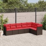 vidaXL Salon de jardin avec coussins 7 Pièces marron résine tressée