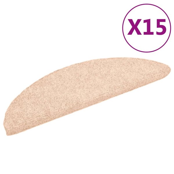 vidaXL Tapis d'escalier auto-adhésif Poinçon aiguilleté 15 Pièces Marron