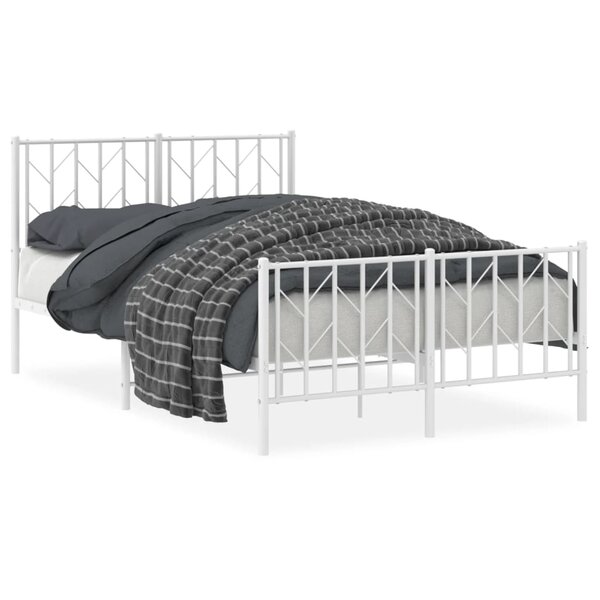 vidaXL Cadre de lit métal sans matelas et pied de lit blanc 120x190 cm